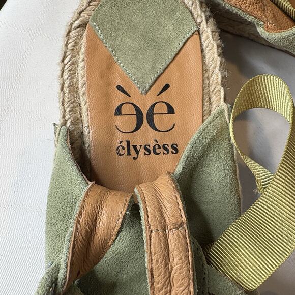 Anthropologie Elysess Women's Suede Green Tie Espadrille Sandals Size 40/9 Boho - Picture 7 of 7